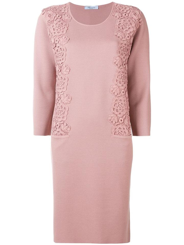 Blumarine Floral Embroidered Knitted Dress - Pink