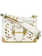 Prada Embossed Detailing Satchel, Women's, Nude/neutrals, Calf Leather