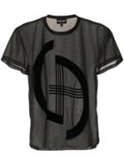 Giorgio Armani Velvet Logo See-through Top - Black