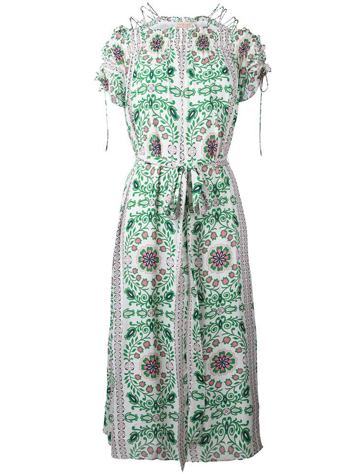 Tory Burch - Floral Print Dress - Women - Silk/polyester - 2, Green, Silk/polyester
