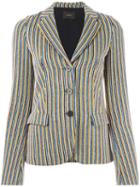 Odeeh Striped Blazer, Women's, Size: 38, Blue, Polyester/viscose/cotton