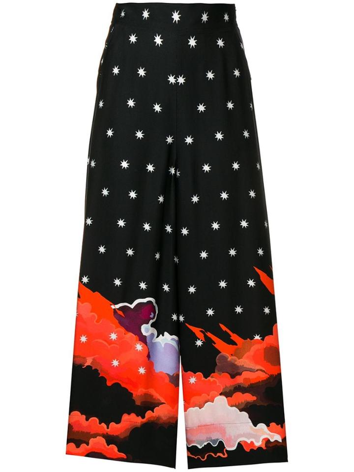 Temperley London Cloud Print Cropped Trousers - Black