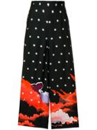 Temperley London Cloud Print Cropped Trousers - Black