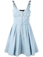 Fendi Flower Strappy Denim Dress, Women's, Size: 42, Blue, Cotton/plastic/polyester/brass