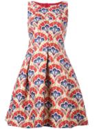 P.a.r.o.s.h. Floral Embroidered Flared Dress, Size: Medium, Red, Polyamide/polyester/acetate/viscose