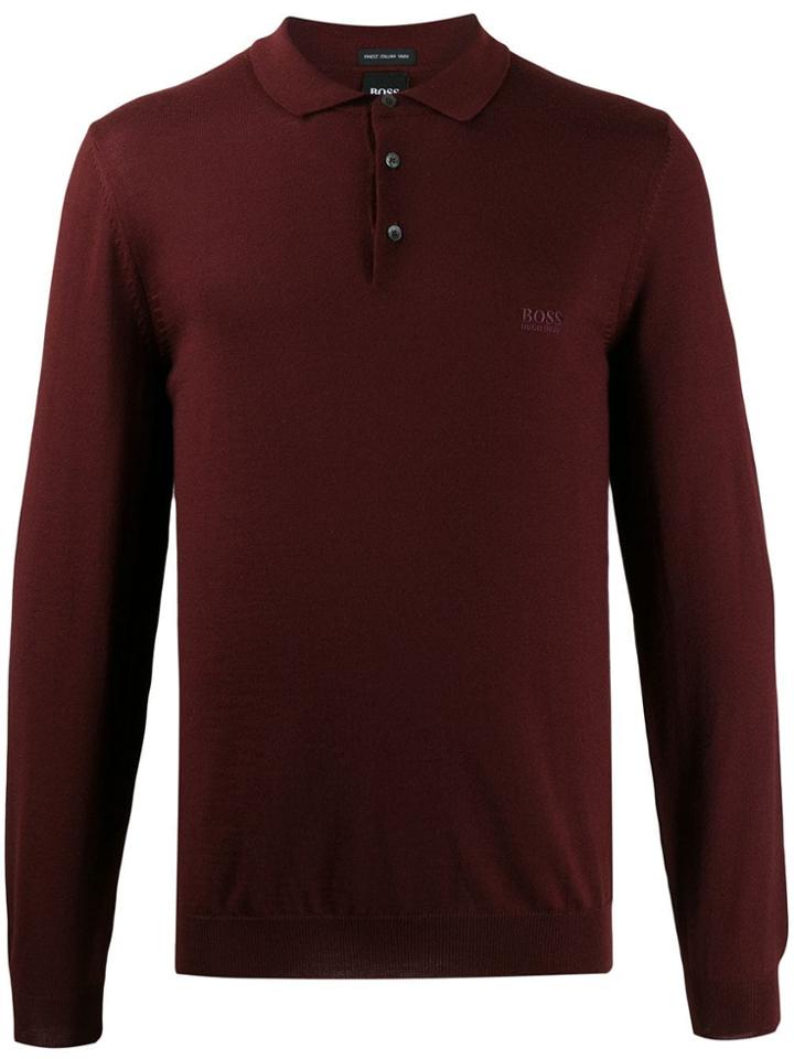 Boss Hugo Boss Long Sleeve Polo Shirt - Red