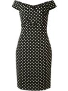 Nicole Miller Off-shoulder Polka Dot Dress, Women's, Size: 4, Black, Polyester/nylon/metallic Fibre