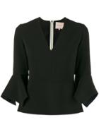 Tibi Shirred Sleeve Top - Green