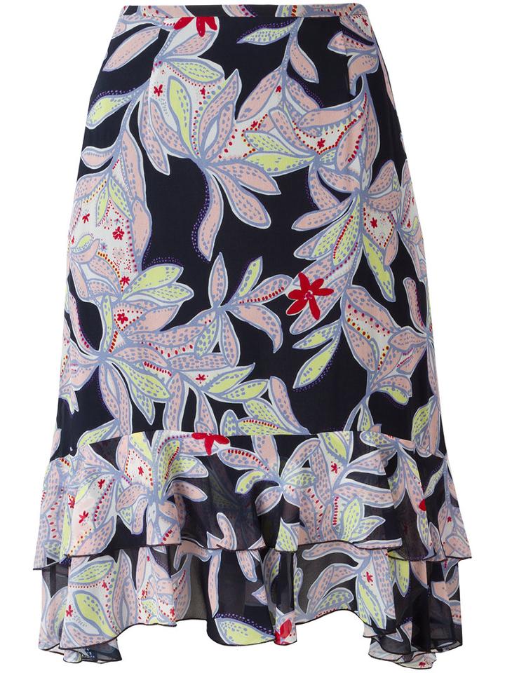 See By Chloé Floral Pattered Skirt, Women's, Size: 44, Blue, Silk/cotton