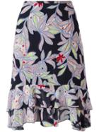 See By Chloé Floral Pattered Skirt, Women's, Size: 44, Blue, Silk/cotton