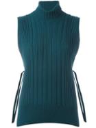 Maison Margiela Ribbed Turtleneck Sleeveless Jumper, Women's, Size: Large, Green, Polyamide/viscose/cashmere/wool