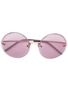 Pomellato Eyewear Round Rhinestone Embellished Sunglasses - Metallic