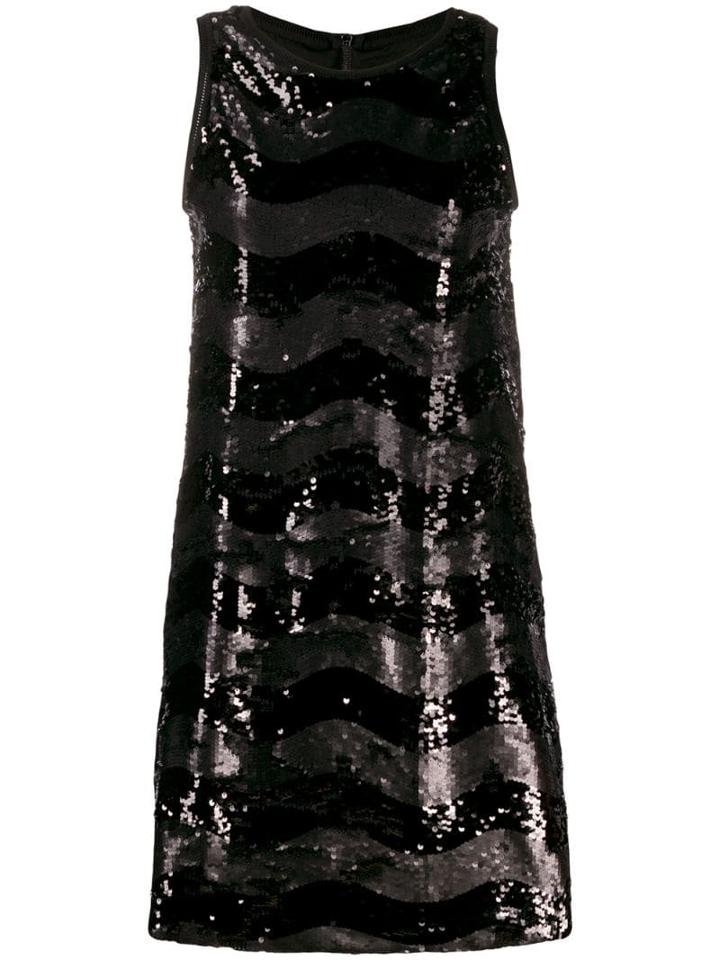 Ea7 Emporio Armani Sequin Shift Dress - Black