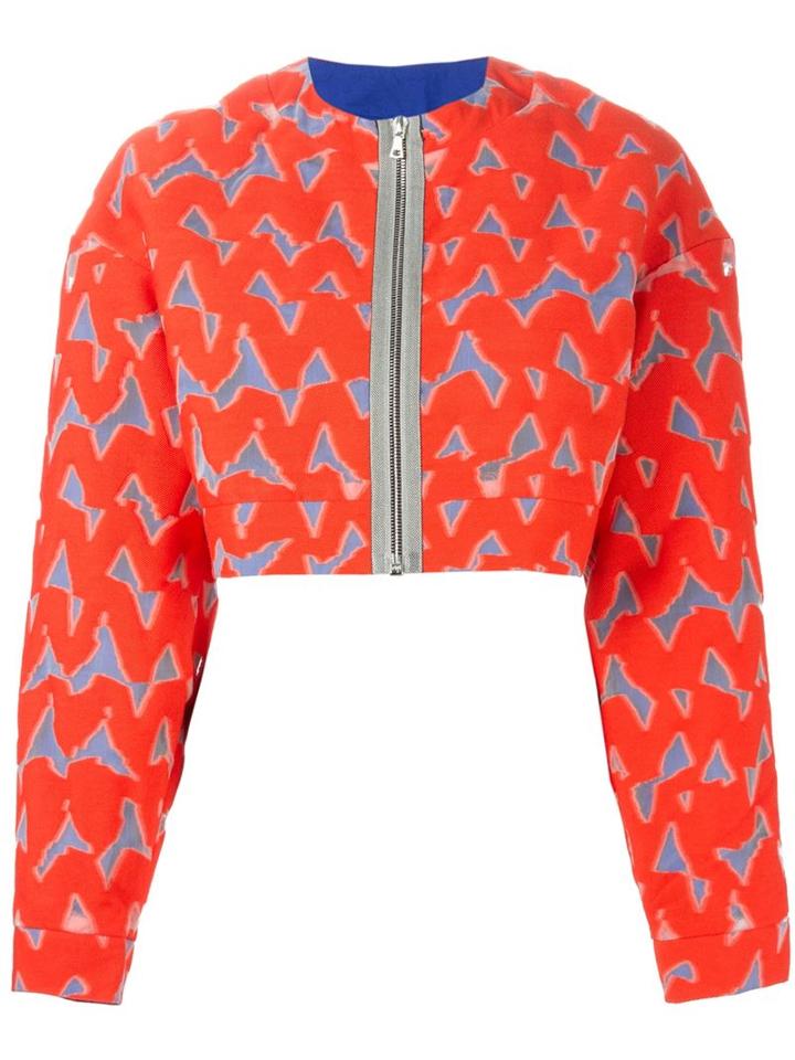 Markus Lupfer 'lexi' Cropped Jacket, Women's, Size: Medium, Red, Silk/cotton/polyester
