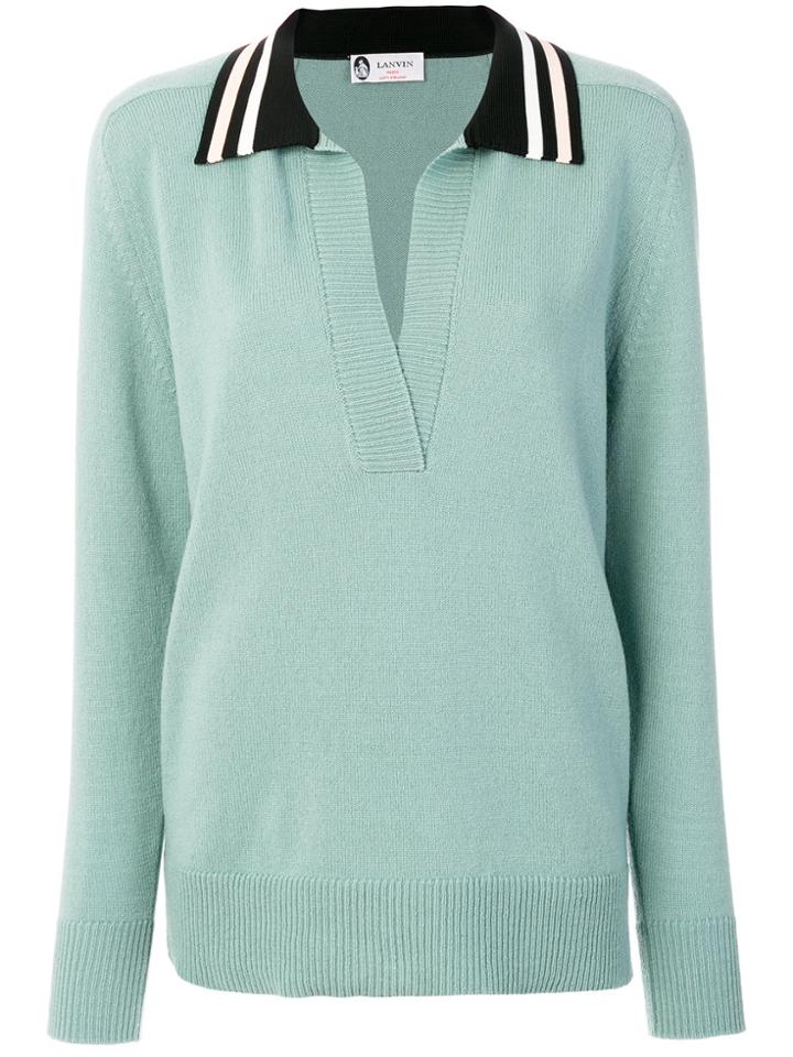 Lanvin Open Neck Top - Green