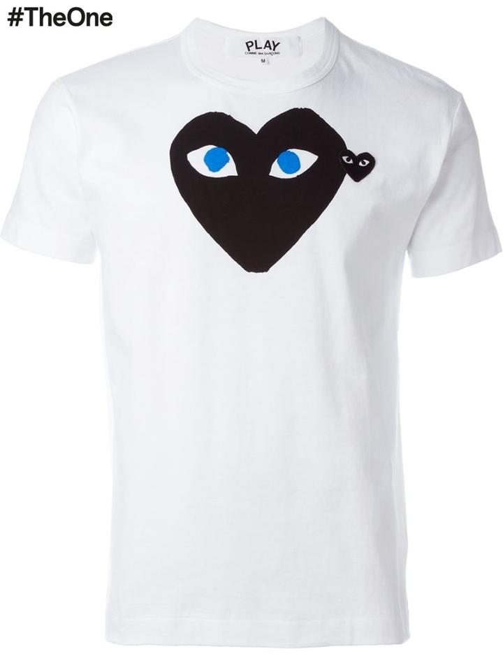 Comme Des Garçons Play 'black Play' T-shirt, Men's, Size: Small, White, Cotton