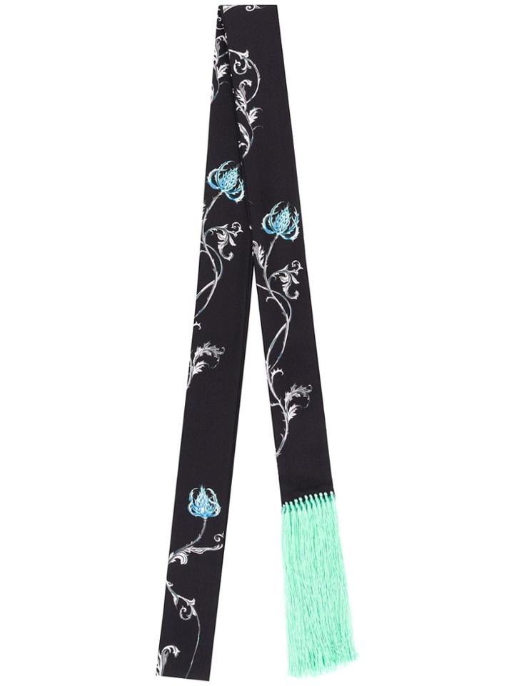 Haider Ackermann Floral Print Skinny Scarf - Black