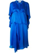 Christian Wijnants - Tiered Frill Dress - Women - Silk - 36, Blue, Silk