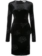 Ganni Ruffled Floral Dress - Black