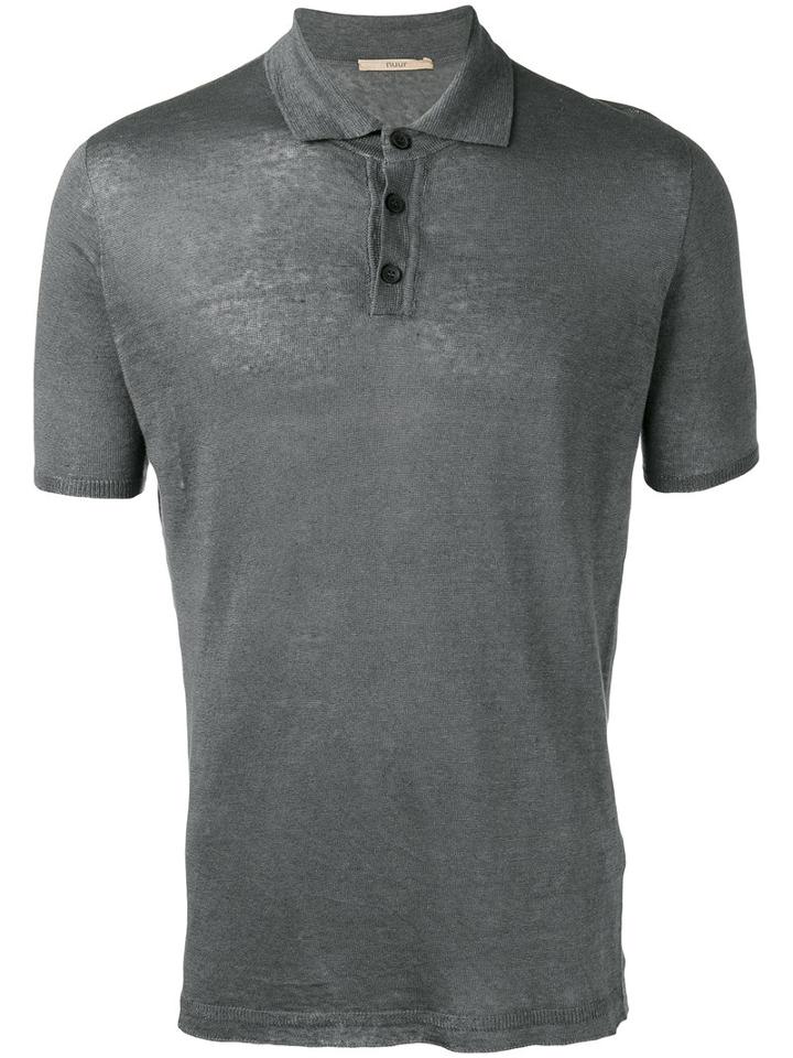 Roberto Collina Knit Polo Shirt, Men's, Size: 54, Grey, Linen/flax