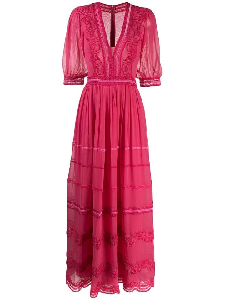 Costarellos Embroidered Maxi Dress - Pink