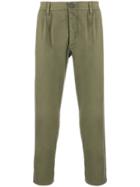 Two Denim Fitted Chino Trousers - Green