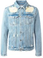 Msgm Shredded Trim Denim Jacket, Men's, Size: 50, Blue, Cotton