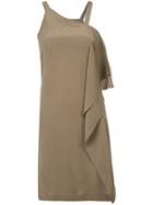 Isabel Benenato - Asymmetric Drape Dress - Women - Silk - 40, Brown, Silk