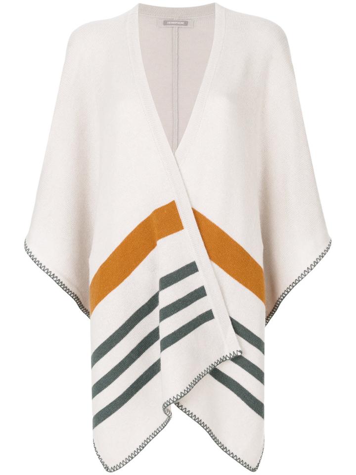 Hemisphere Stripe Detail Knitted Cape - Nude & Neutrals