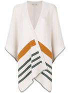 Hemisphere Stripe Detail Knitted Cape - Nude & Neutrals