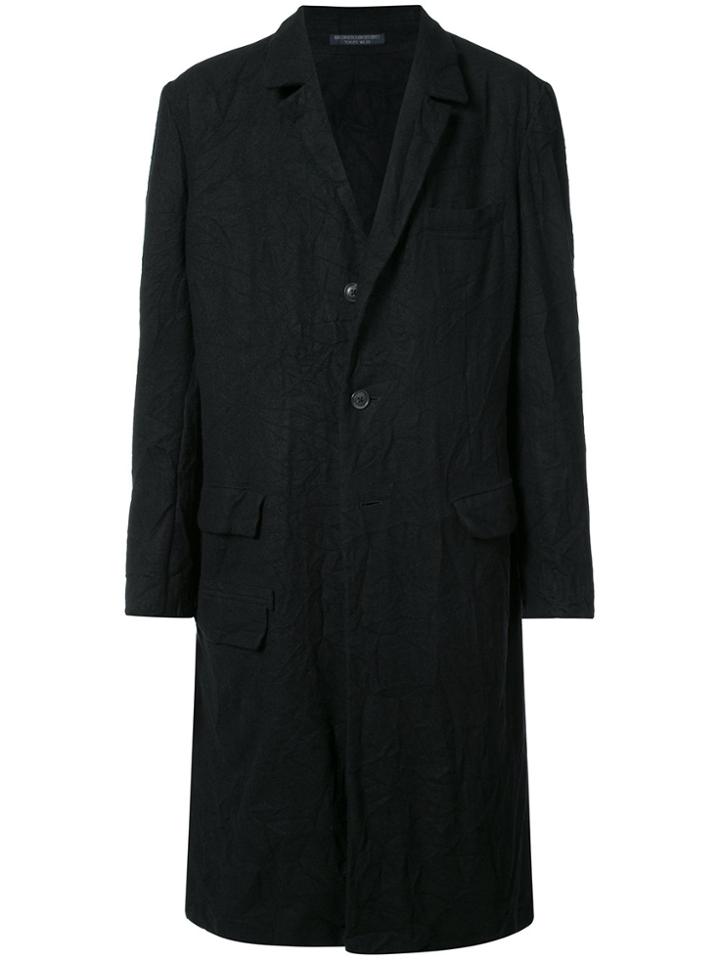 Yohji Yamamoto Wrinkle Finish Long Jacket - Black