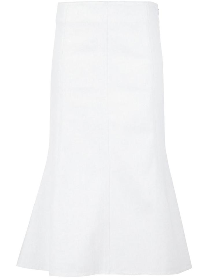 Derek Lam High-waisted Flared Skirt, Women's, Size: 36, White, Polyurethane/cotton