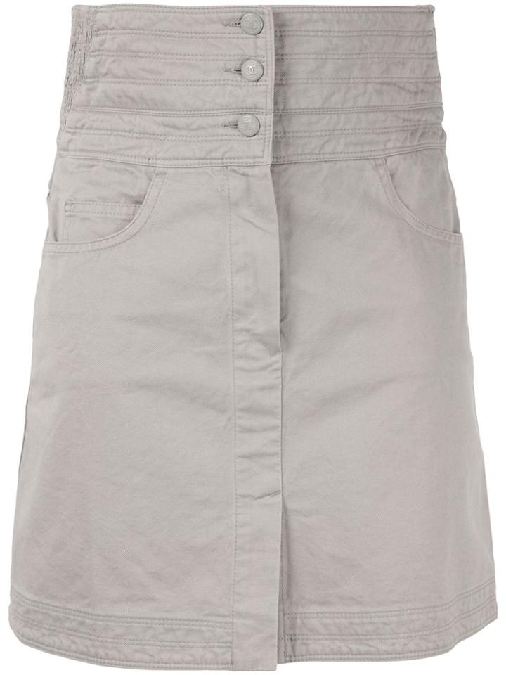 Chanel Pre-owned Cc Button High Waist Skirt - Grey