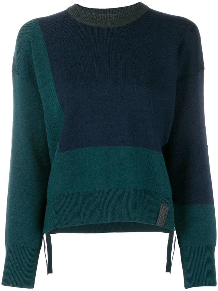 Kenzo Colour Block Knit Sweater - Blue