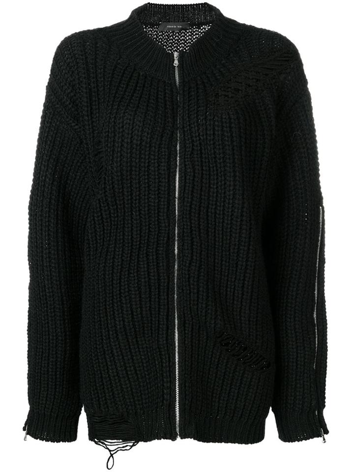 Federica Tosi Distressed Cardi-coat - Black