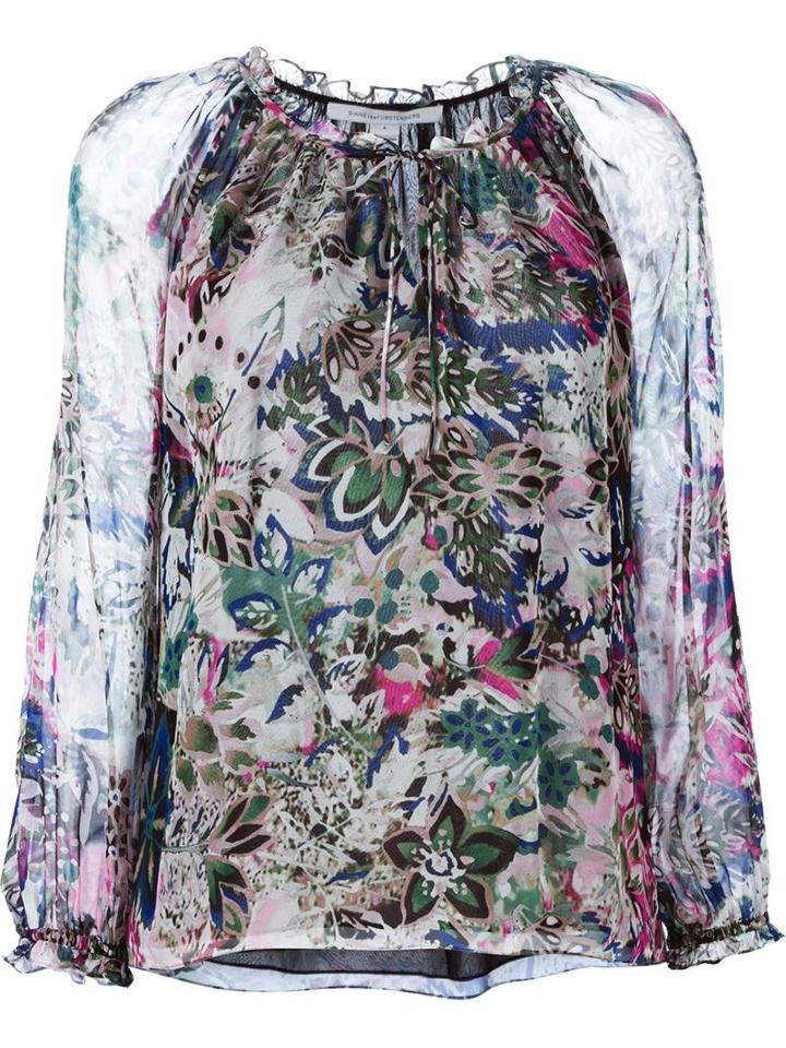 Diane Von Furstenberg Printed Long Sleeve Blouse