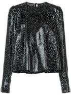 Dvf Diane Von Furstenberg Gathered Front Dotted Blouse - Black
