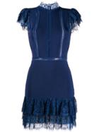 Alice+olivia Tiered Lace Mini Dress - Blue