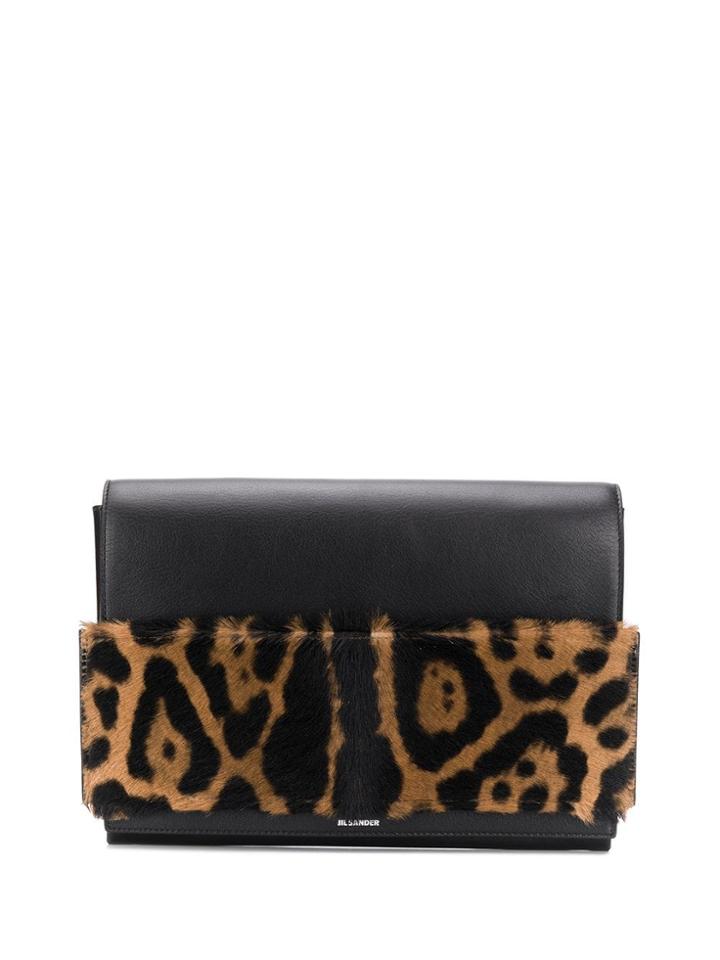 Jil Sander Leopard Print Clutch Bag - Black