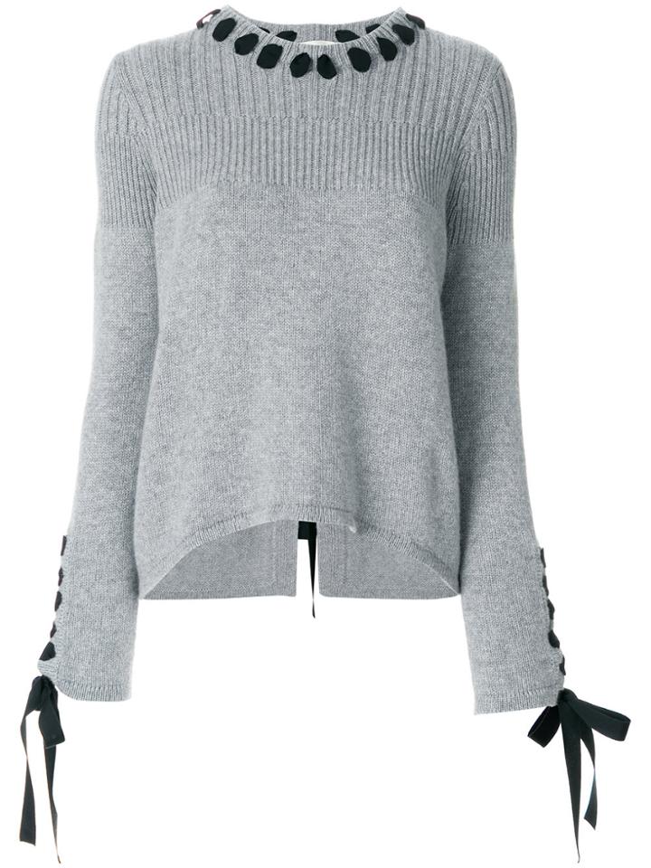 Fendi Lace-up Detail Jumper - Grey