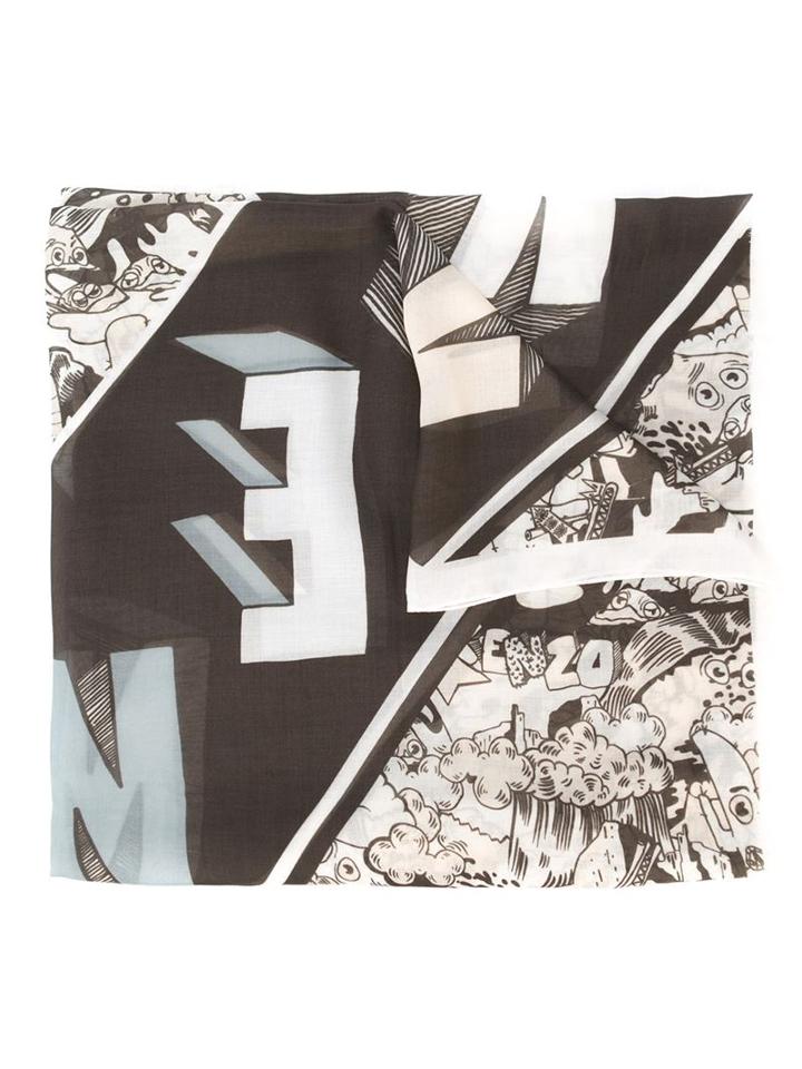 Kenzo Cartoon Scarf, Men's, Nude/neutrals, Modal