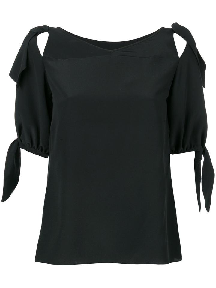 Dolce & Gabbana Tie Sleeve Blouse, Women's, Size: 46, Black, Silk