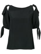 Dolce & Gabbana Tie Sleeve Blouse, Women's, Size: 46, Black, Silk