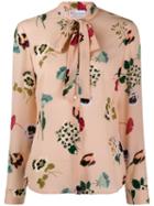 Red Valentino Tied-neck Floral Print Blouse - Neutrals