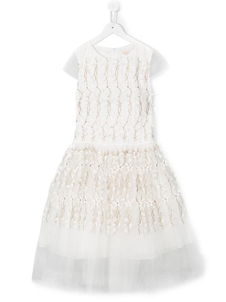 David Charles Kids Embroidered Flower Dress, Size: 14 Yrs, White