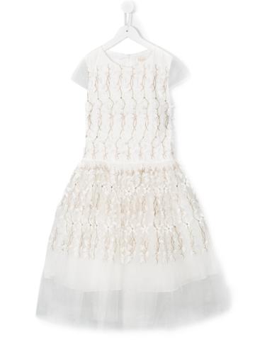 David Charles Kids Embroidered Flower Dress, Size: 14 Yrs, White
