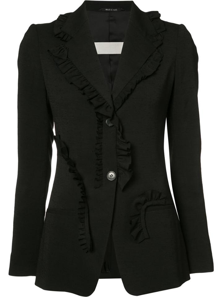 Maison Margiela Ruffle Trim Blazer - Black