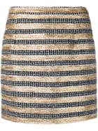Alessandra Rich Striped Tweed Mini Skirt - Black
