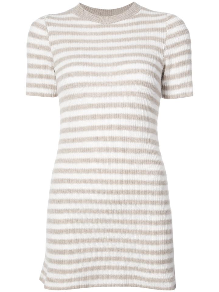 The Elder Statesman Cashmere Striped Knitted Dress - Nude & Neutrals
