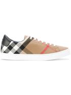 Burberry House Check And Leather Sneakers - Brown